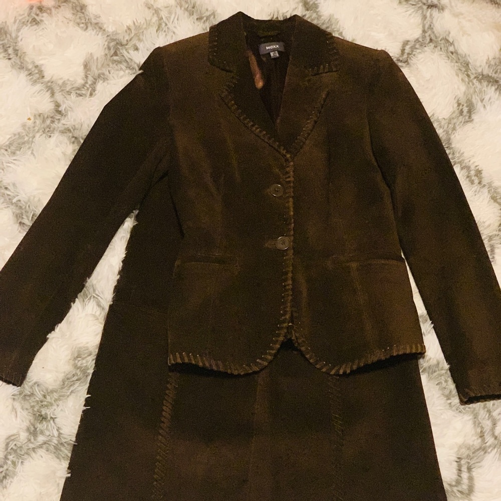 Skirt Suit Suede